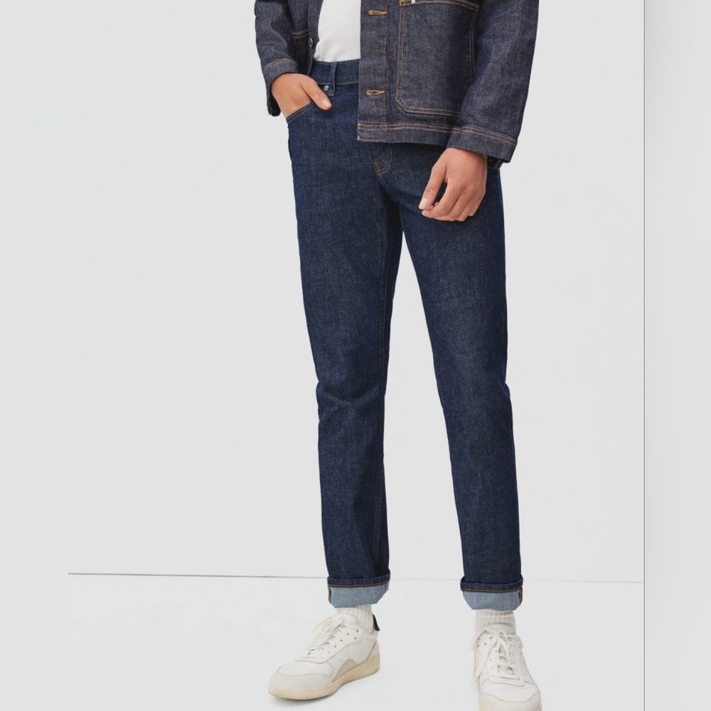 New Everlane Men's‎ Slim 4-Way Stretch Organic Jean/ Uniform 30x32 Deep Indigo